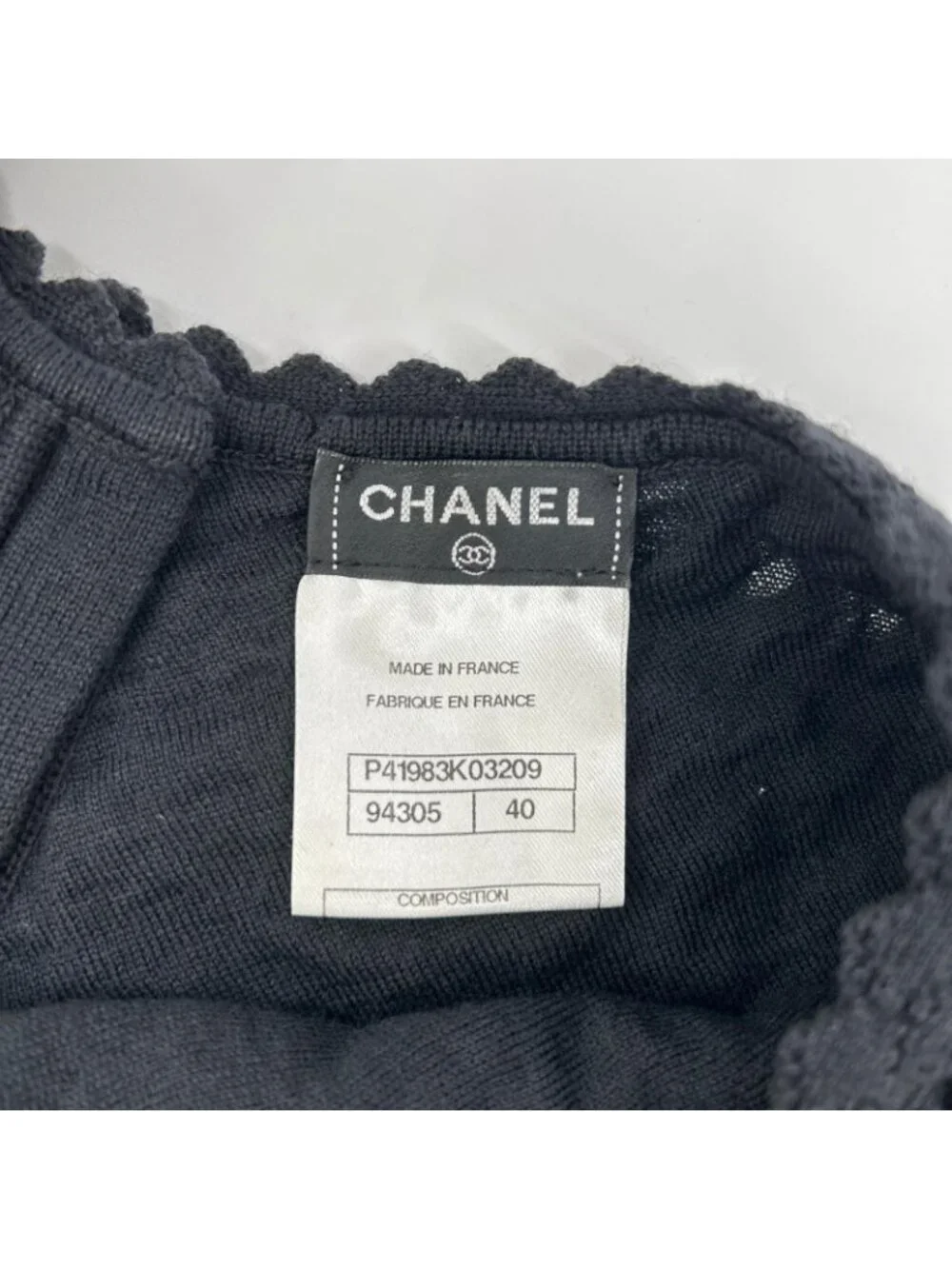 Chanel Black CC Button Knit Sweater 40